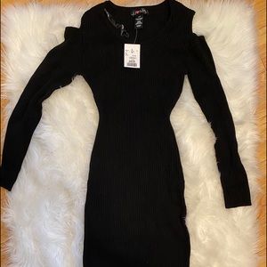 NWT Black Cold Shoulder Sweater Dress
